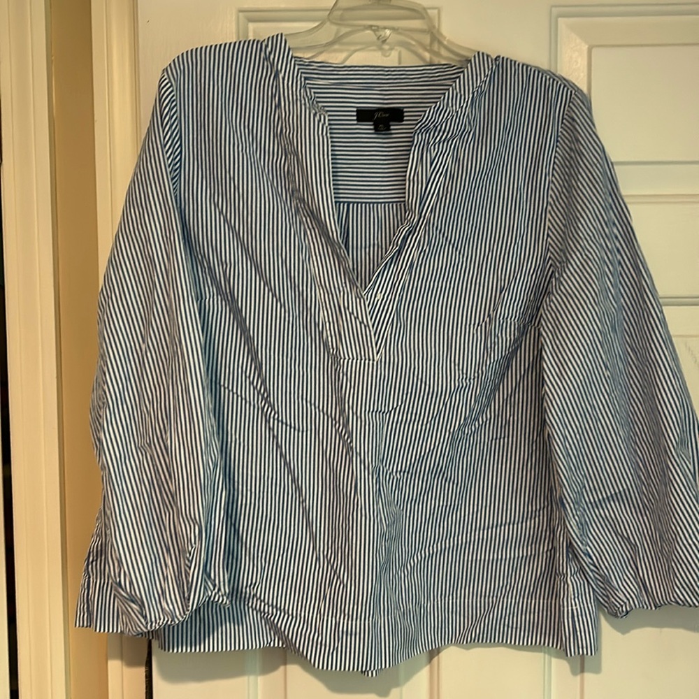 J.Crew cotton blue and white stripped shirt XL
